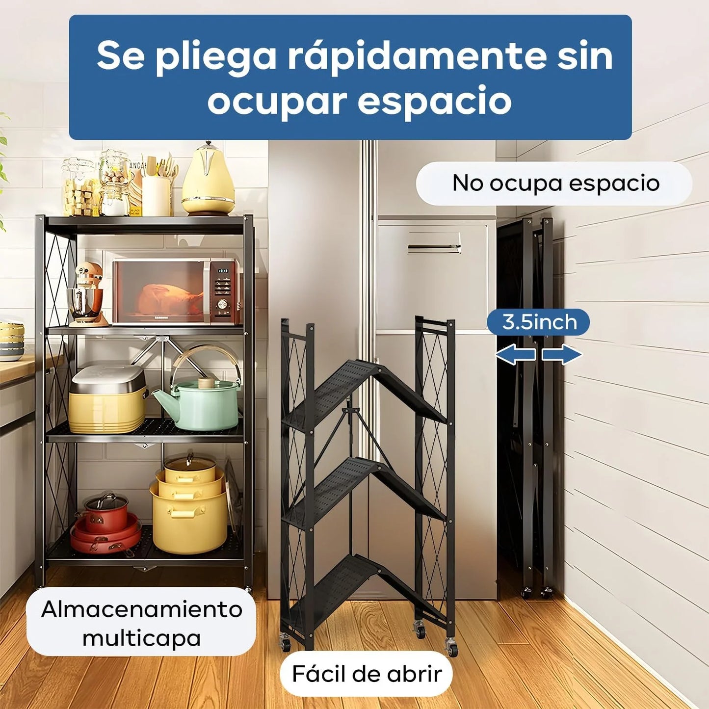 Estante Multiuso Plegable 4 Niveles: organiza cualquier rincón