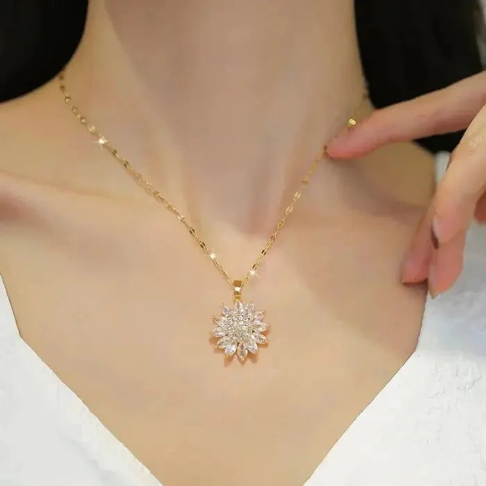 Collar Girasol Giratorio Aura™ – Belleza, calma y estilo en un solo detalle.