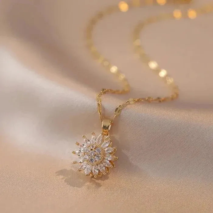 Collar Girasol Giratorio Aura™ – Belleza, calma y estilo en un solo detalle.