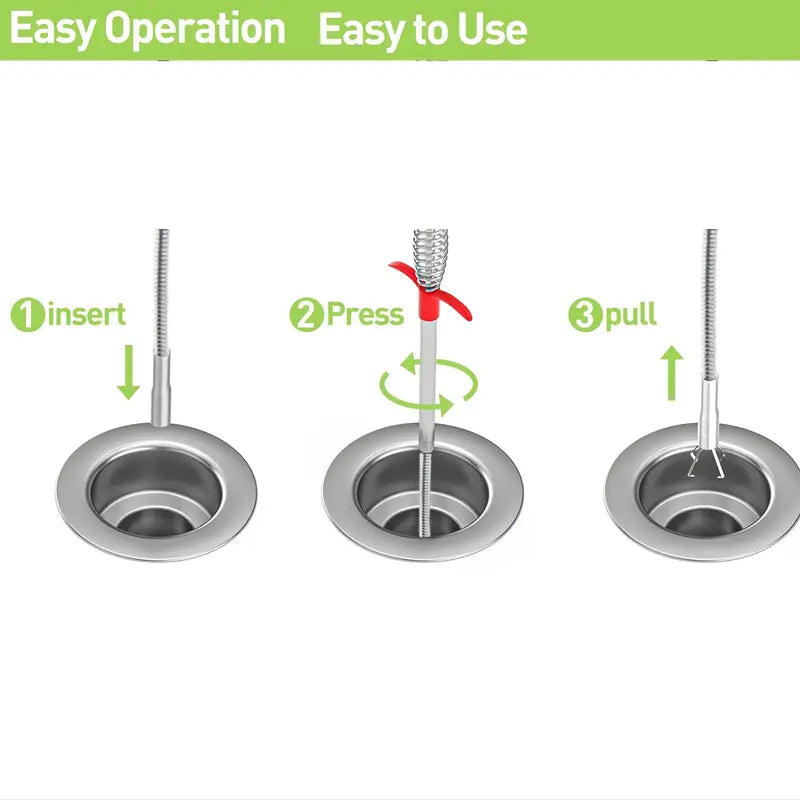 2x1 Gancho Destapa Tuberias ¡Elimina obstrucciones en segundos con Drain Clog Remover!