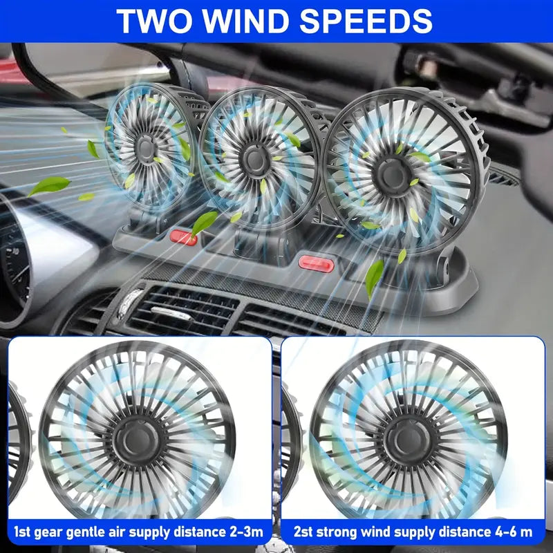 VENTILADOR DE 3 CABEZALES PARA AUTO - Refresca tu camino, donde sea que vayas.