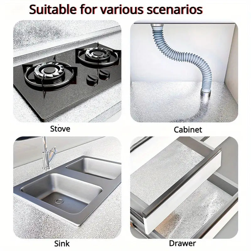 3X1 Papel Aluminio Adhesivo Para Múltiples Superficies Mantén tu Cocina Limpia Y Protegida