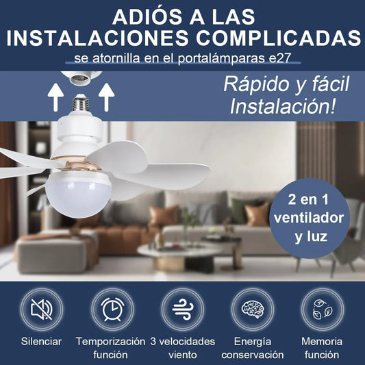Socket Fan: Ventilador y Luz LED 2 en 1 - Compatible con sockets estándar Para Cualquier Hogar