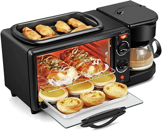 Desayunos completos en minutos con el Horno 3 en 1: hornea, fríe y prepara café al instante