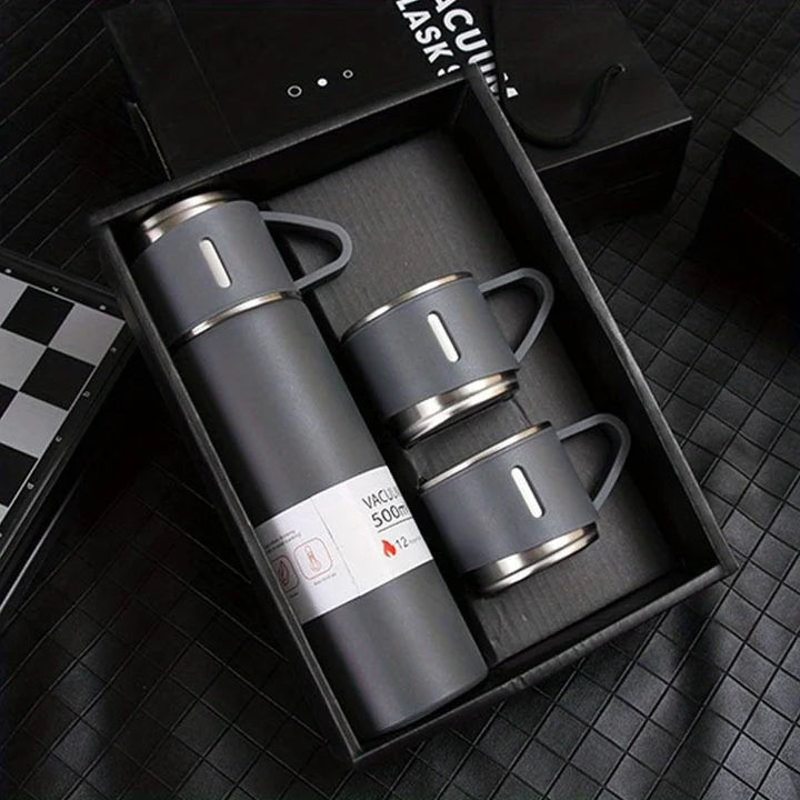 Termo + 3 tazas – Mantén tu bebida perfecta hasta 12 h