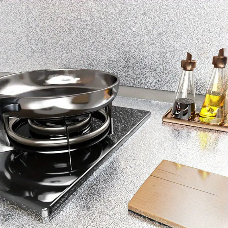 3X1 Papel Aluminio Adhesivo Para Múltiples Superficies Mantén tu Cocina Limpia Y Protegida