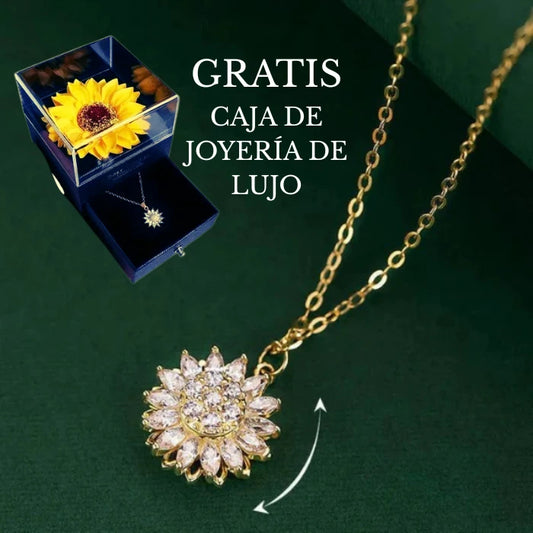 Collar Girasol Giratorio Aura™ – Belleza, calma y estilo en un solo detalle.