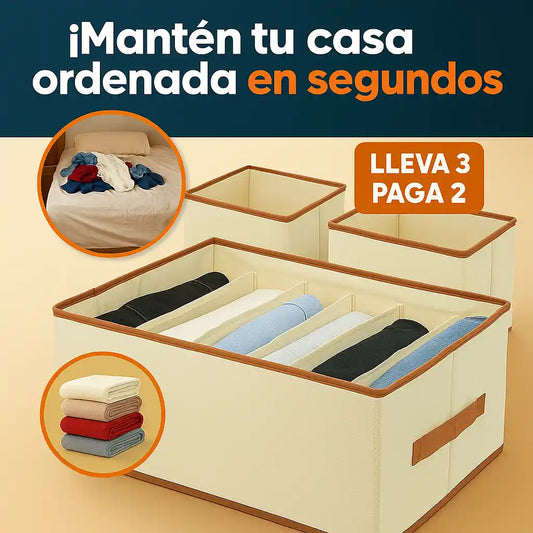 x3 Organizador de Ropa Organiza TODO sin esfuerzo con la caja más práctica y resistente