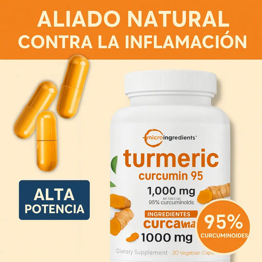 TURMERIC - Suplemento Premium de Cúrcuma con 95% Curcuminoides y BioPerina 120 CAPSULAS