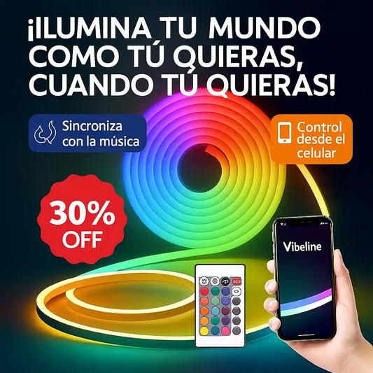 Cinta LED Neón Flexible con Control Bluetooth y Música