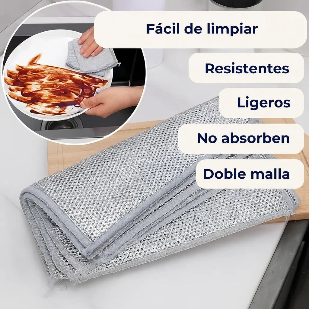 Compra 6 y Llévate 6 GRATIS: Paños Multiusos – Limpieza rápida y sin rayones.