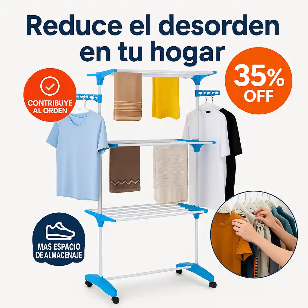 TENDEDERO PLEGABLE - Seca hasta 62 prendas