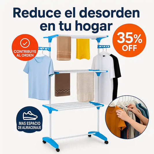 TENDEDERO PLEGABLE - Seca hasta 62 prendas