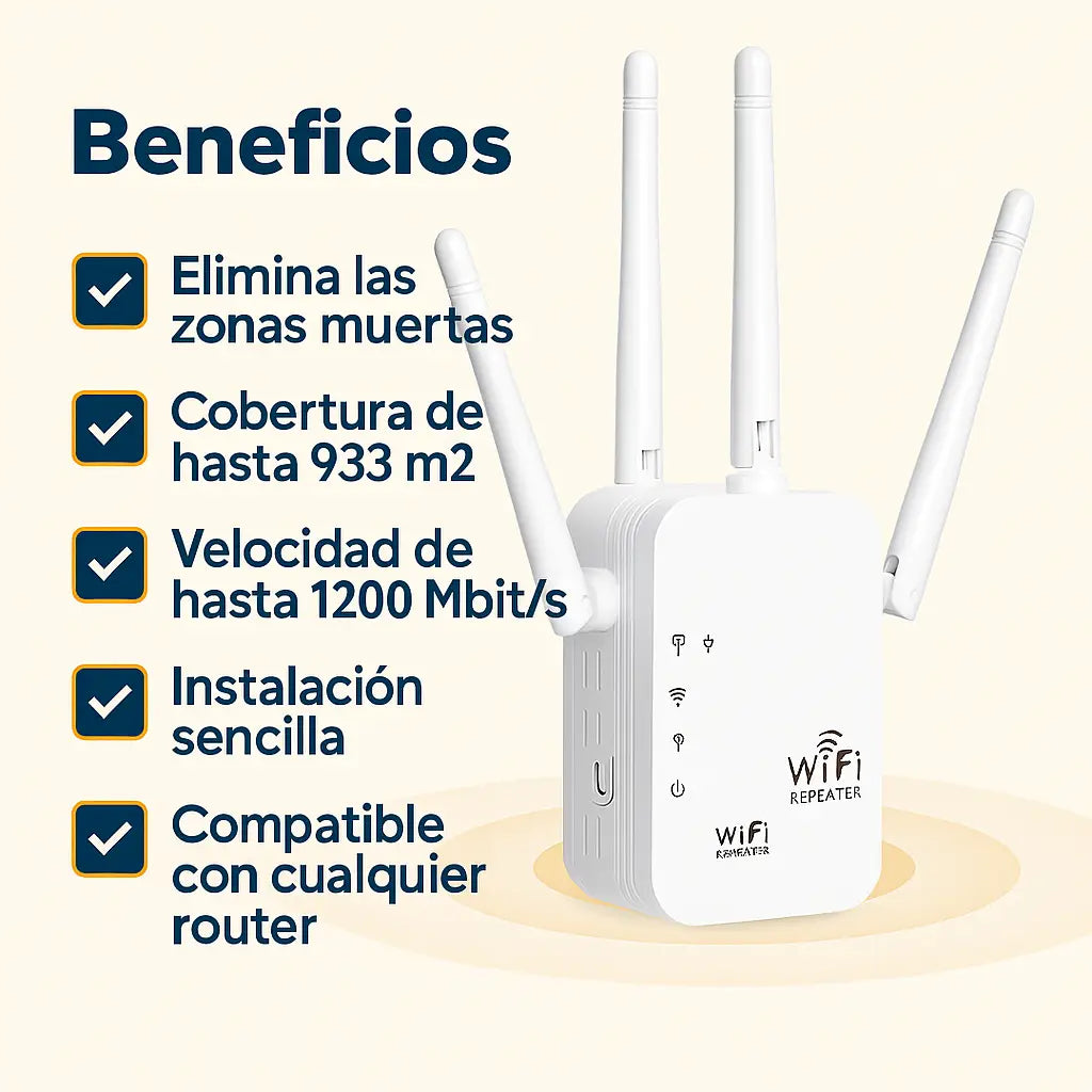 Wi-Fi Extender 2025 – Internet rápido y sin zonas muertas en toda tu casa