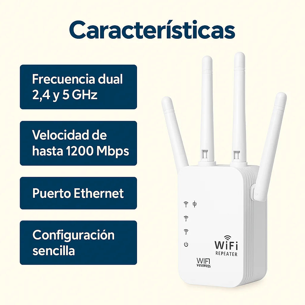 Wi-Fi Extender 2025 – Internet rápido y sin zonas muertas en toda tu casa