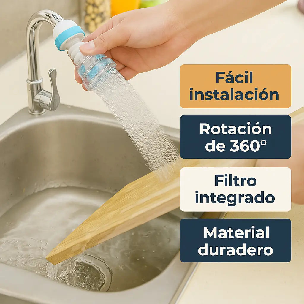 2x1 Filtro Giratorio Potenciador de Agua  - Instalación  Fácil y Universal💧