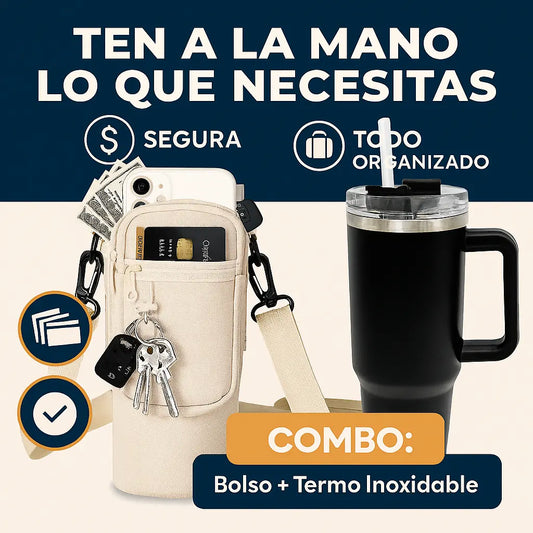 COMBO PREMIUM: BOLSO + TERMO - ¡Lleva tu termo a otro nivel con protección, estilo y cero derrames!