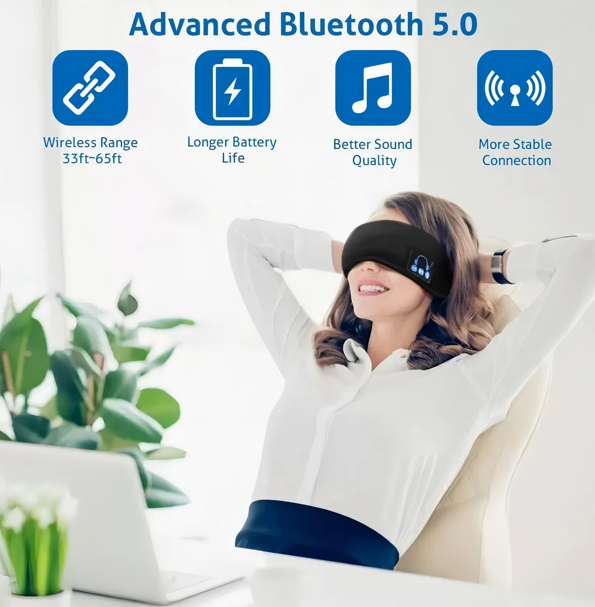 2X1 Antifaz Bluetooth para Dormir – Descansa Profundamente con Música y Comodidad