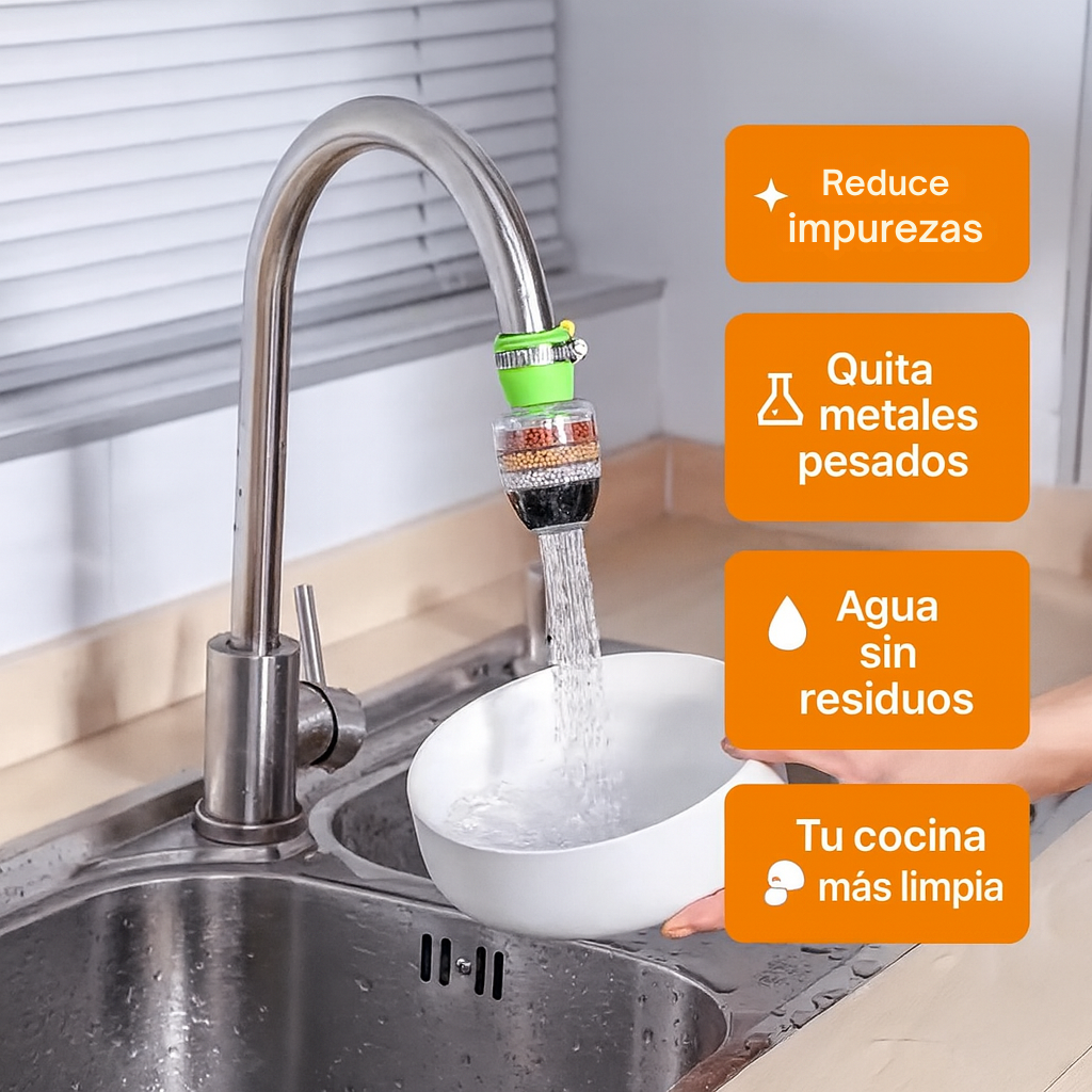 2x1 Filtro de Agua de Carbón Activado de 6 Capas — Agua limpia al alcance de tu grifo.