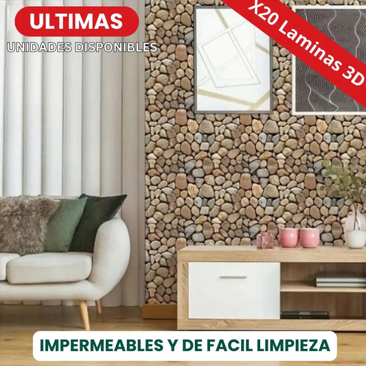 Ultimas Unidades: Realismo y elegancia con el Papel de Piedra 3D Autoadhesiva e Impermeable x20