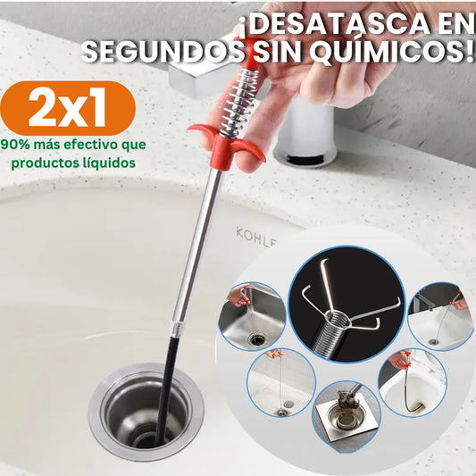 2x1 Gancho Destapa Tuberias ¡Elimina obstrucciones en segundos con Drain Clog Remover!