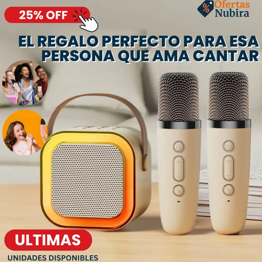 ¡Mini Karaoke Portátil con 2 Micrófonos: Convierte cualquier lugar en una fiesta con el!