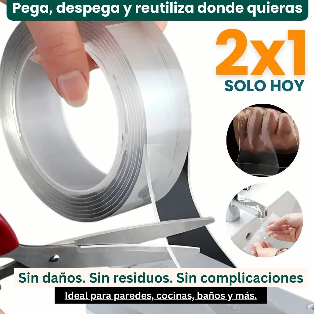 2x1 ¡Adhiere, Lava y Reutiliza! La Cinta Mágica que Revoluciona tu Hogar