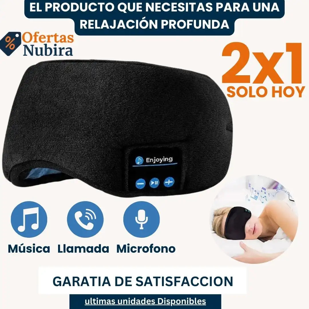 2X1 Antifaz Bluetooth para Dormir – Descansa Profundamente con Música y Comodidad