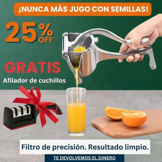 Exprimidor Metálico de Jugo de Fruta Saludable – ¡Disfruta de jugos frescos sin Semillas! +🎁Afilador de cuchillos Gratis