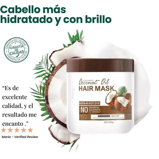 ¡Transforma tu cabello con la Mascarilla Capilar de Aceite de Coco! Fórmula sin sulfatos ni parabenos