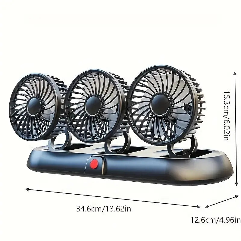VENTILADOR DE 3 CABEZALES PARA AUTO - Refresca tu camino, donde sea que vayas.